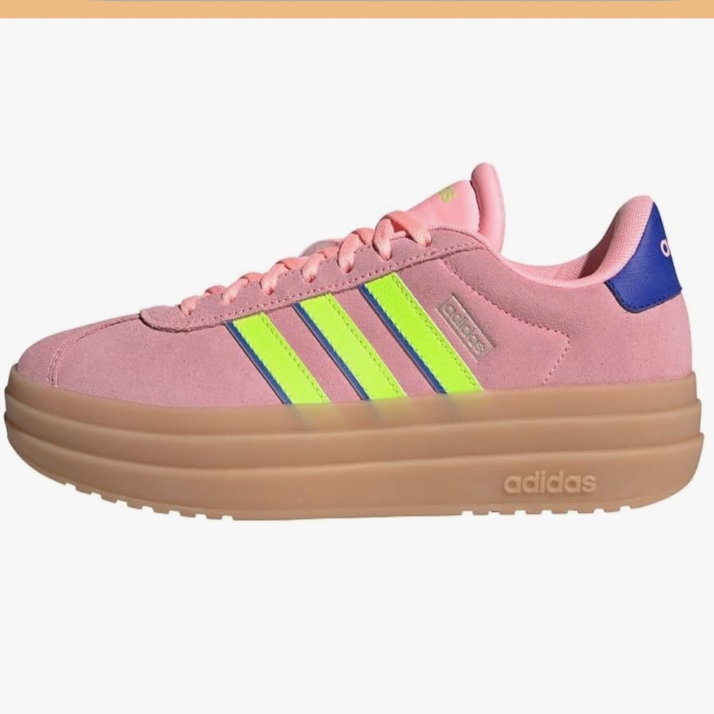 Adidas Pink and Lime Sneakers with Tan Sole